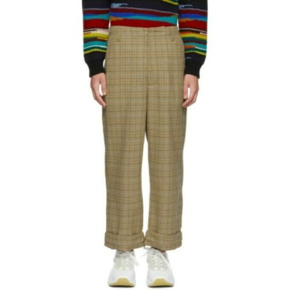 Acne Studios FW18 Beige Blue Checkered Wide-Leg Trousers - Men's 48/Medium - Picture 11 of 14